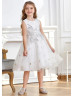 Beaded Embroiered Lace Star Tulle Dreamy Flower Girl Dress